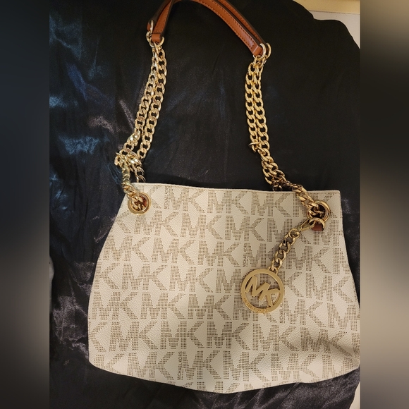 Michael Kors Handbags - Michael Kors Cream and Brown Women's Bag
